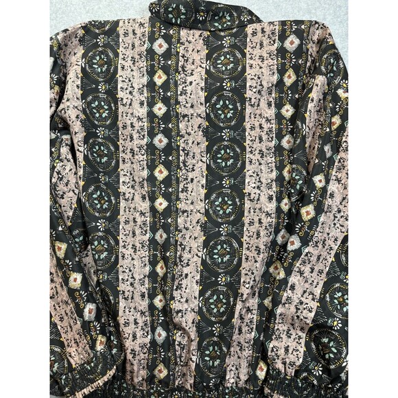 Vintage Casual Isle Women's Size Medium 100% Silk Windbreaker Geometric Mob Wife - Picture 13 of 13